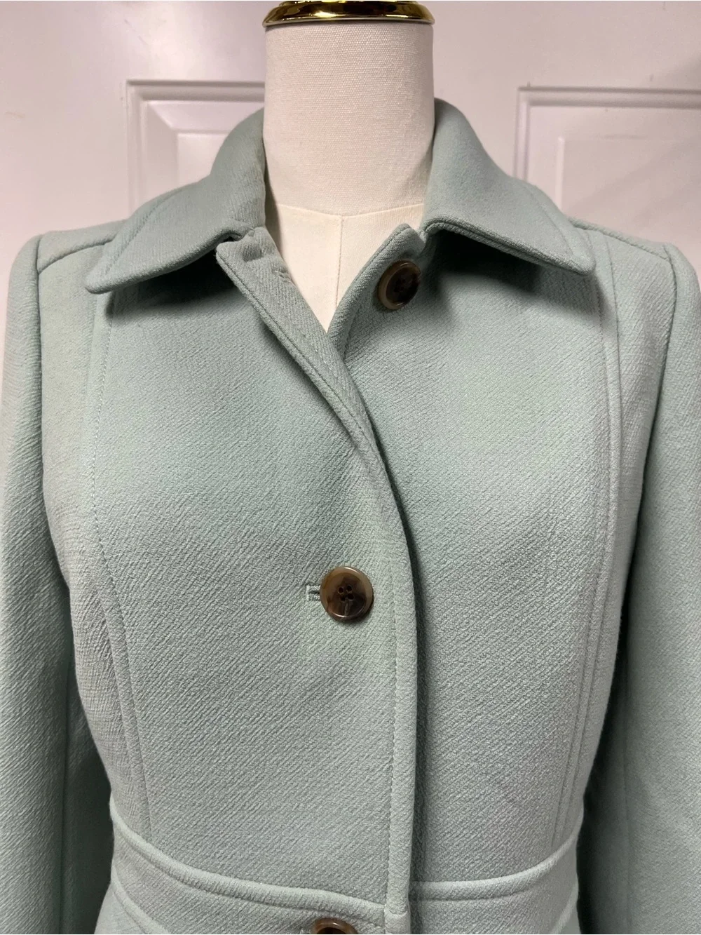 J.Crew Classic Lady Day Coat Italian Double Cloth Mint Green Wool Size 4 Tall